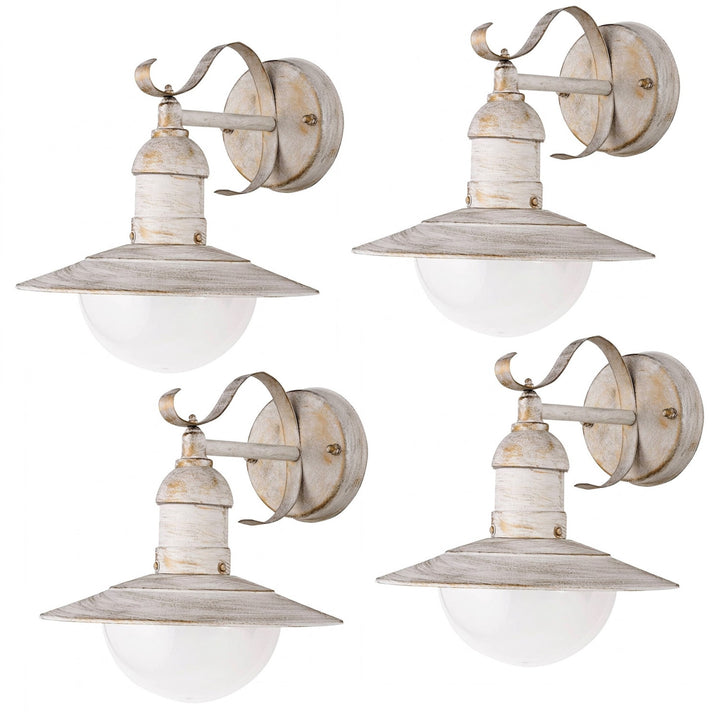 Nástěnná lampa Rabalux, venkovní, IP44, E27, max. 60 W, antická bílá, Oslo, 4 kusy