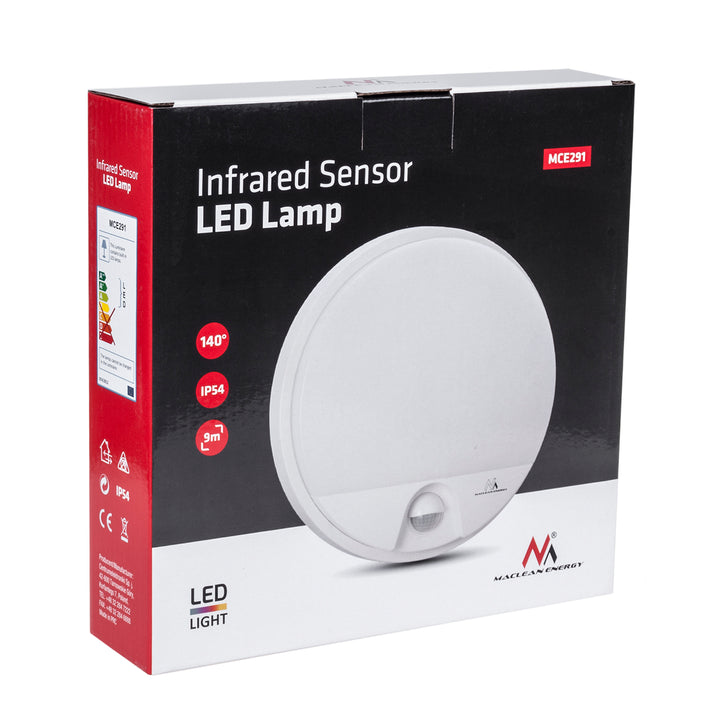 LED svítidlo s pohybovým senzorem Maclean, PIR senzor, bílá barva, 15 W, IP54, 1100 lm, neutrální barva světla, MCE291 W, 2 kusy