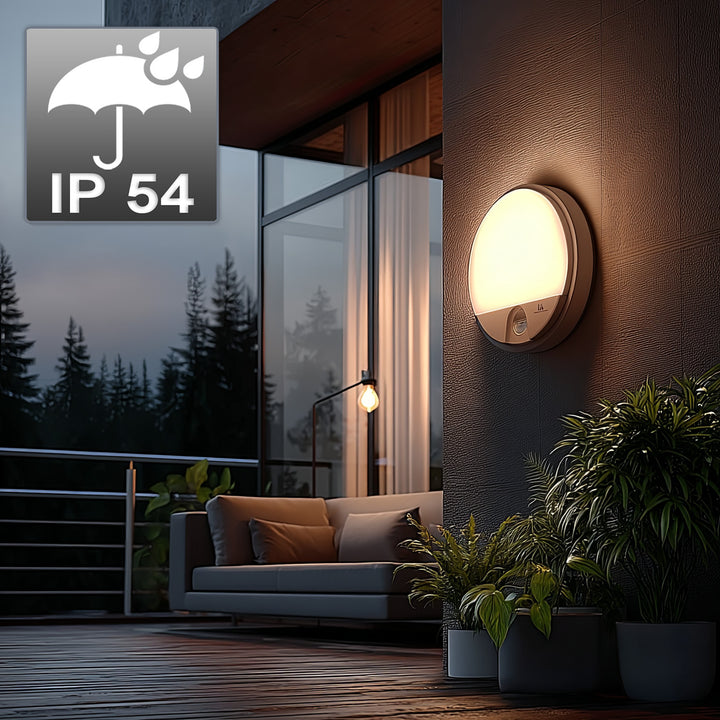 LED svítidlo s pohybovým senzorem Maclean, PIR senzor, bílá barva, 15 W, IP54, 1100 lm, neutrální barva světla, MCE291 W, 2 kusy