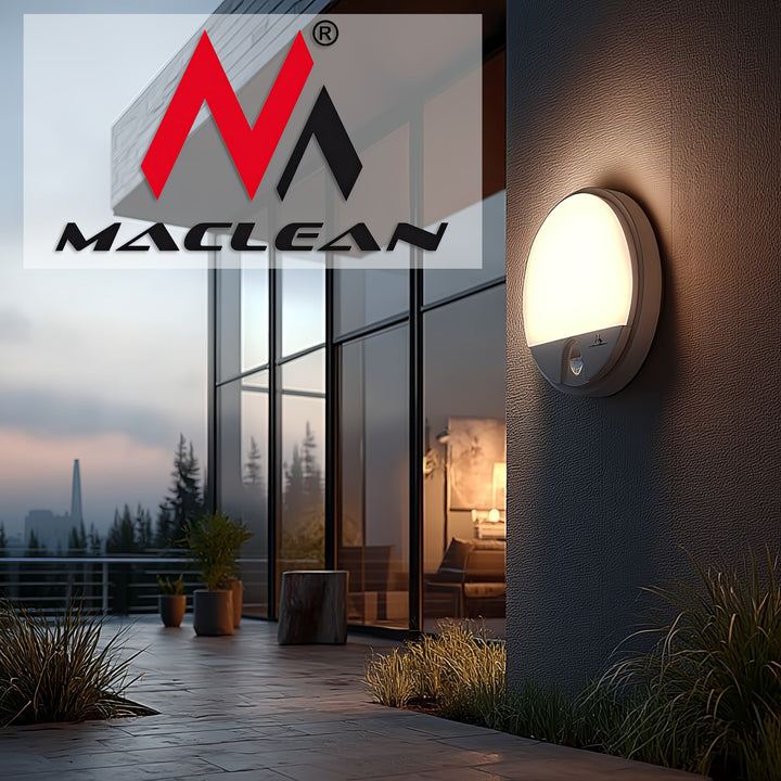LED svítidlo s pohybovým senzorem Maclean, PIR senzor, bílá barva, 15 W, IP54, 1100 lm, neutrální barva světla, MCE291 W, 2 kusy