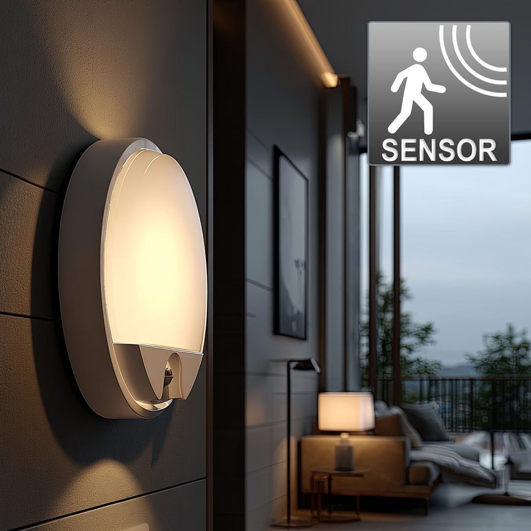 LED svítidlo s pohybovým senzorem Maclean, PIR senzor, bílá barva, 15 W, IP54, 1100 lm, neutrální barva světla, MCE291 W, 2 kusy