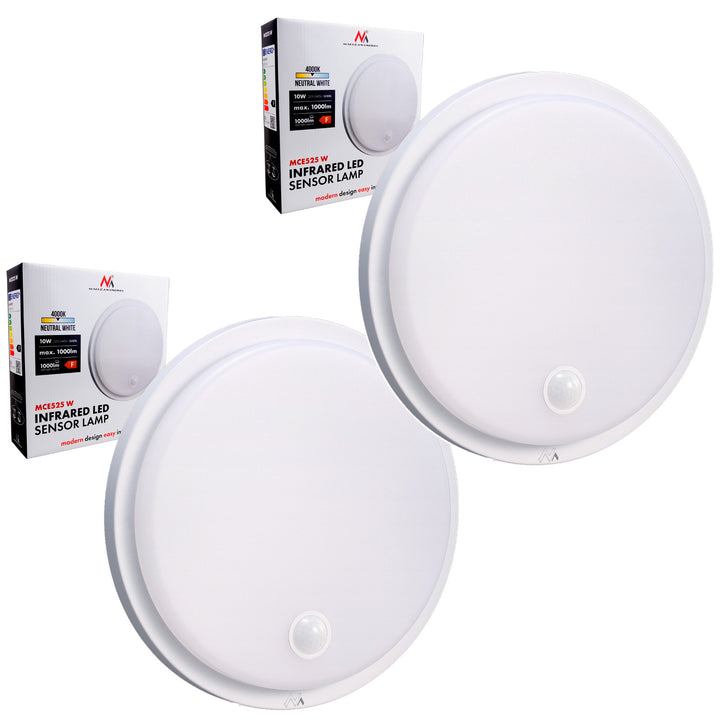 LED svítidlo s pohybovým senzorem Maclean, senzor PIR, bílá barva, 10 W, IP65, 1000 lm, neutrální barva světla, MCE525 W, 2 ks