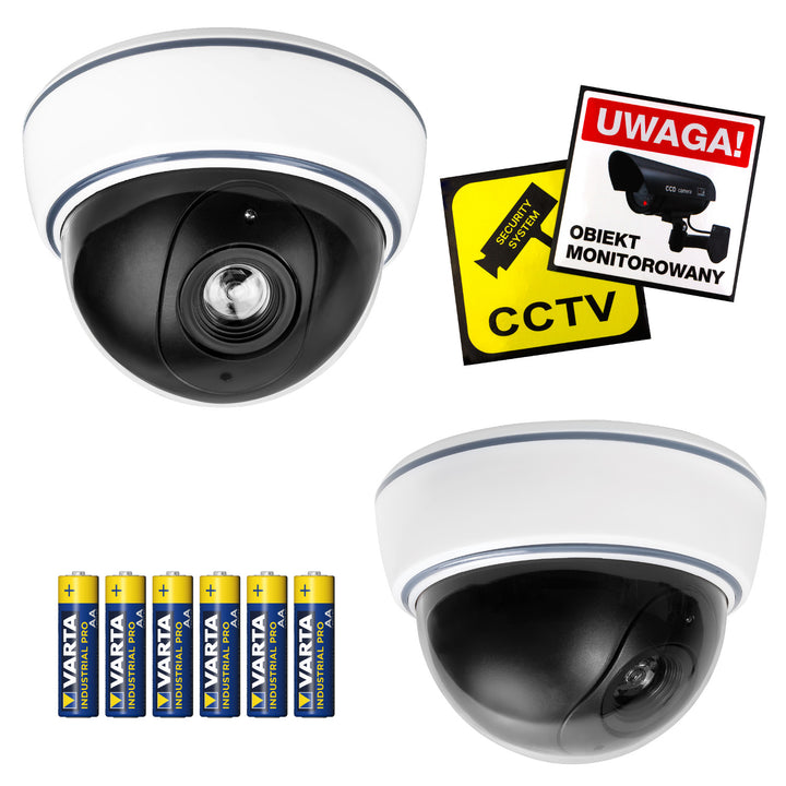 Atrapa kopulové kamery DC2300 s blikající LED diodou, 2 ks + 6 baterií AA Varta Industrial