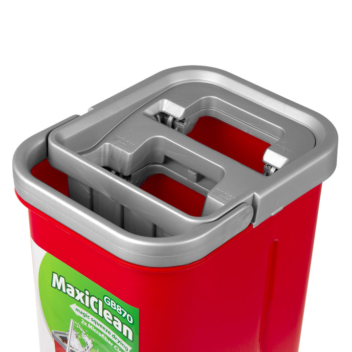 Plochý mop s kbelíkem a ždímačem GreenBlue, dvě náplně z mikrovlákna HQ, objem 5,7 l, MaxiClean GB870 + 4 houbičky Vileda Pur Active Colors