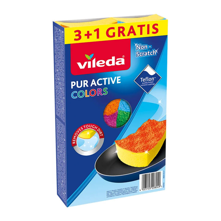 Plochý mop s kbelíkem a ždímačem GreenBlue, dvě náplně z mikrovlákna HQ, objem 5,7 l, MaxiClean GB870 + 4 houbičky Vileda Pur Active Colors