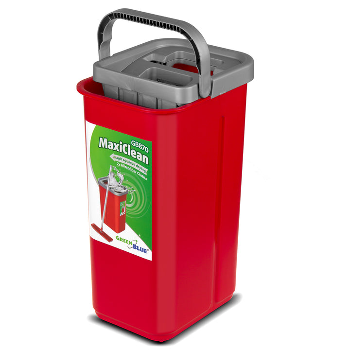 Plochý mop s kbelíkem a ždímačem GreenBlue, dvě náplně z mikrovlákna HQ, objem 5,7 l, MaxiClean GB870 + utěrka Vileda Actifibre Soft