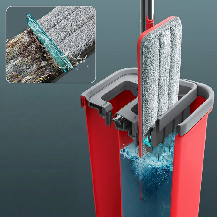 Plochý mop s kbelíkem a žmačkovačem GreenBlue, dvě náplně z mikrovlákna HQ, objem 5,7 l, MaxiClean GB870 + utěrka Vileda Actifibre Pro