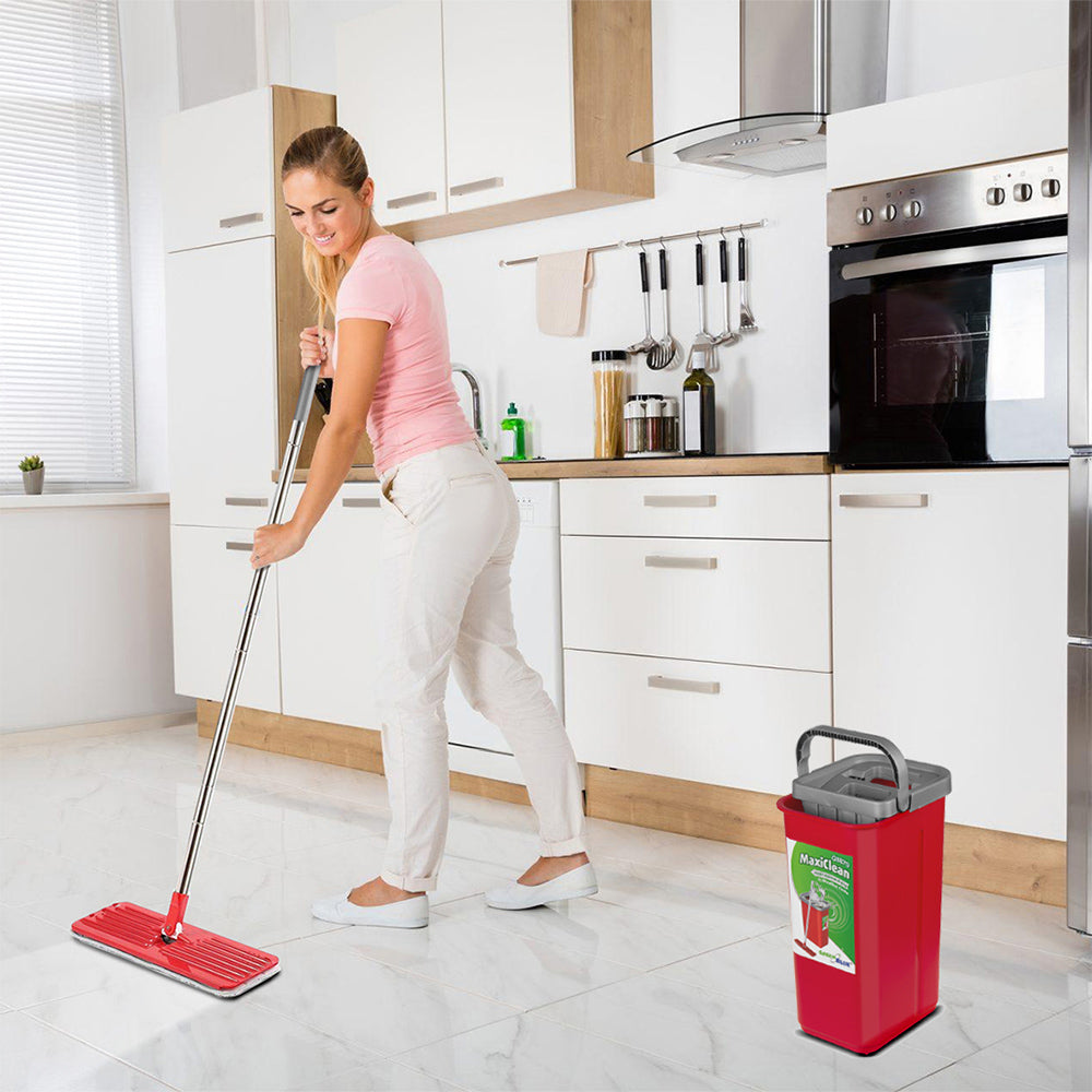 Plochý mop s kbelíkem a žmačkovačem GreenBlue, dvě náplně z mikrovlákna HQ, objem 5,7 l, MaxiClean GB870 + utěrka Vileda Actifibre Pro