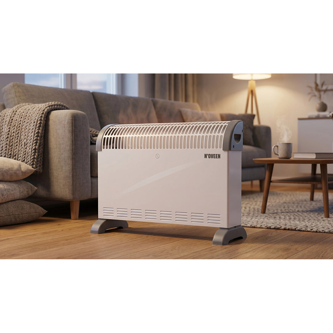 Elektrický konvektorový radiátor, 2000 W, s termostatem, bílý, Noveen