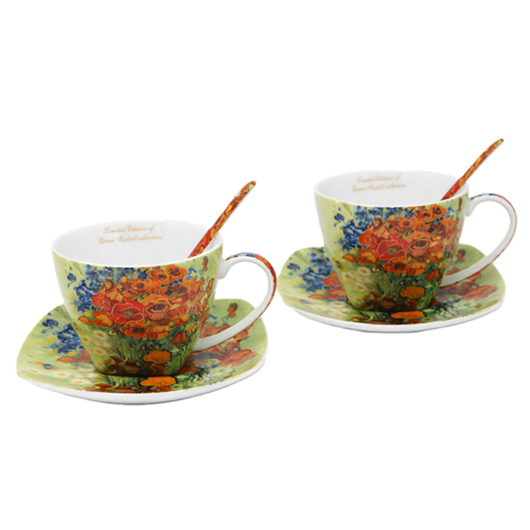 Porcelánové šálky Van Gogh Maki 2x250 ml, sada 2 ks, Queen Isabell