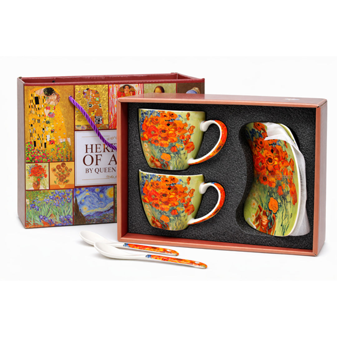 Porcelánové šálky Van Gogh Maki 2x250 ml, sada 2 ks, Queen Isabell