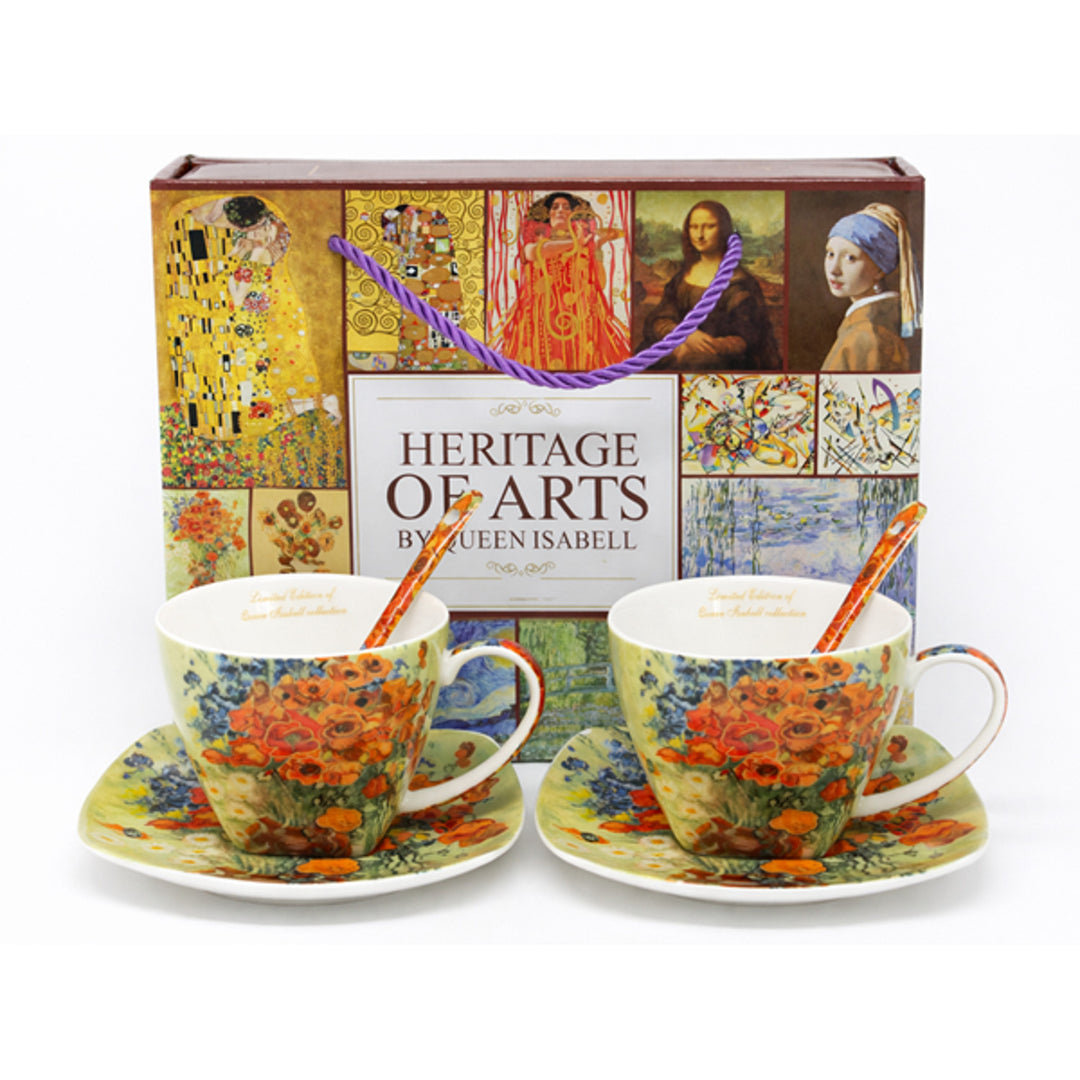 Porcelánové šálky Van Gogh Maki 2x250 ml, sada 2 ks, Queen Isabell