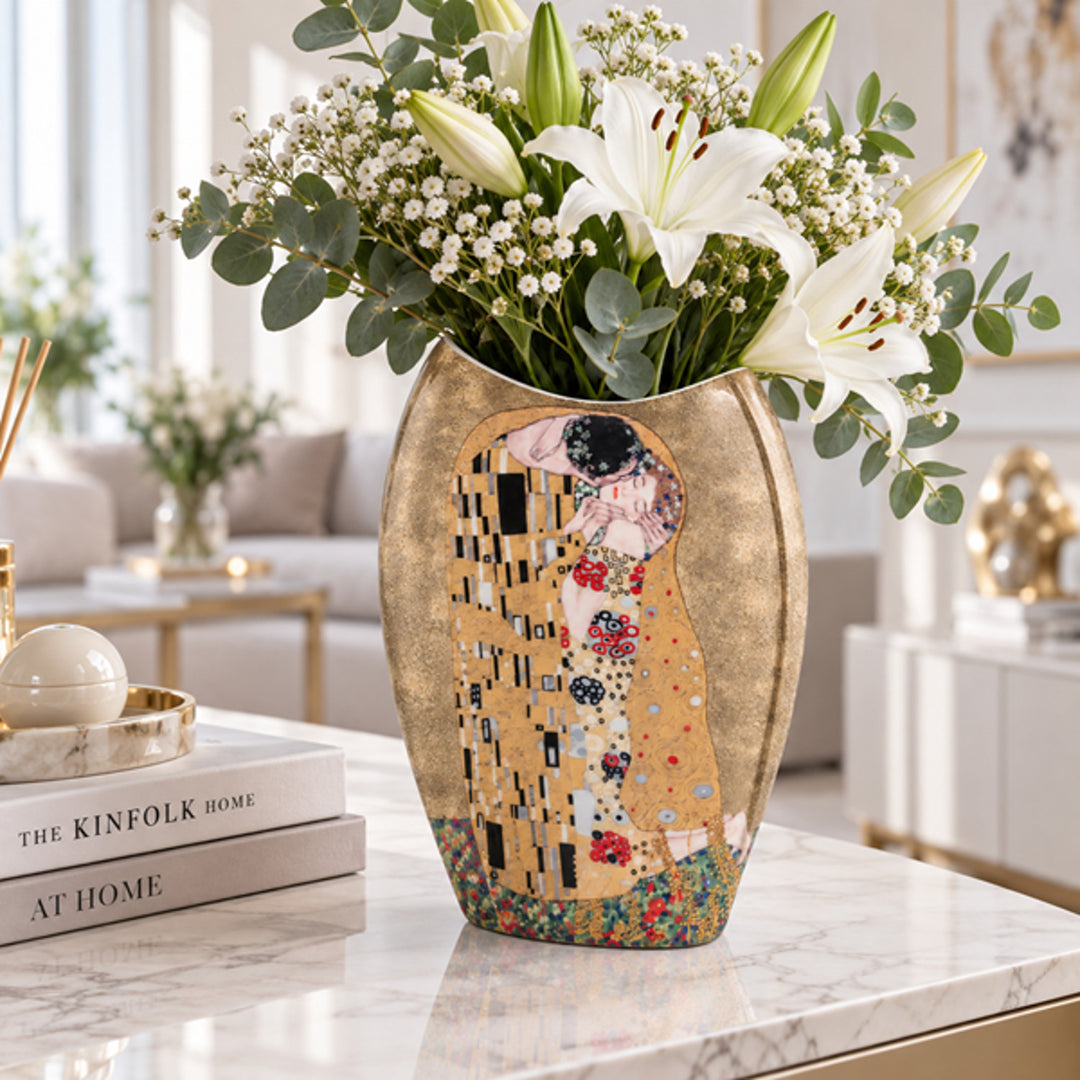 Porcelánová váza v dárkové krabičce, kolekce Klimt – Polibek