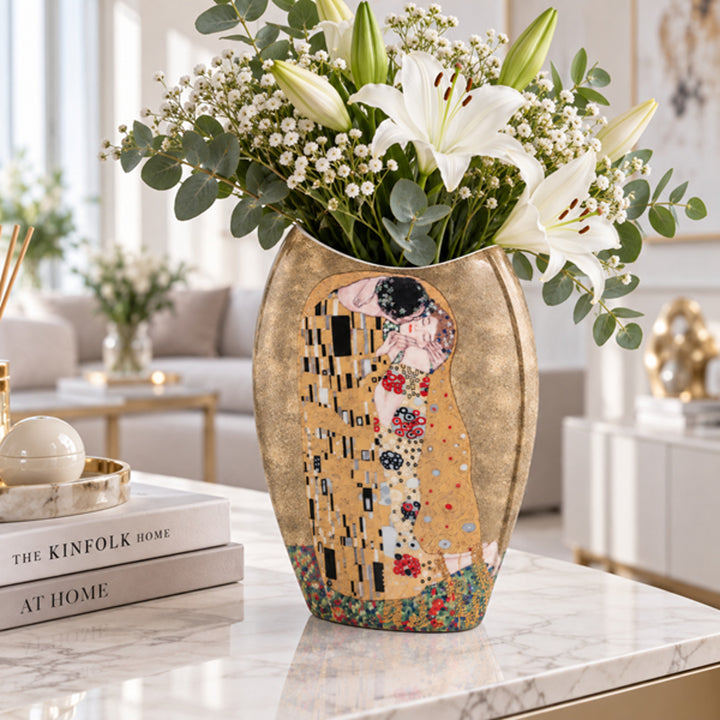 Porcelánová váza v dárkové krabičce, kolekce Klimt – Polibek