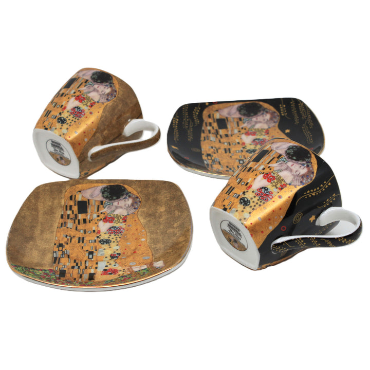 Porcelánové šálky na espresso Klimt – Polibek, 2 ks po 100 ml, Queen Isabell