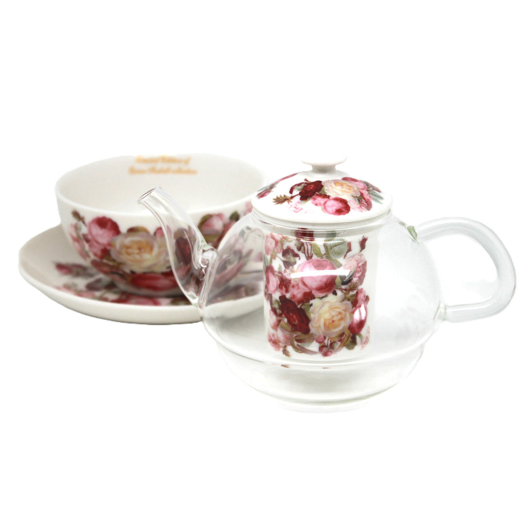 Čajová souprava „Růže“, šálek a konvička (tea for one) Queen Isabell
