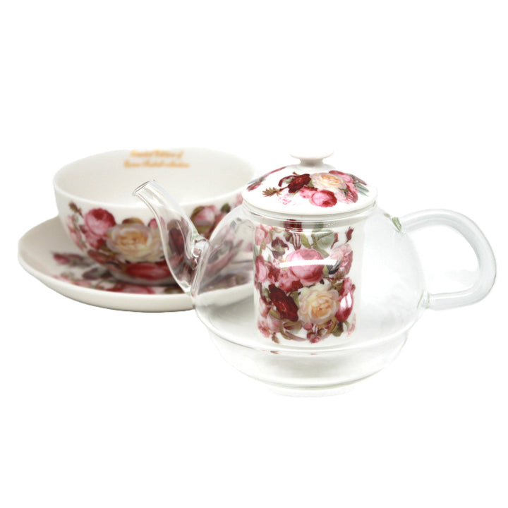 Čajová souprava „Růže“, šálek a konvička (tea for one) Queen Isabell