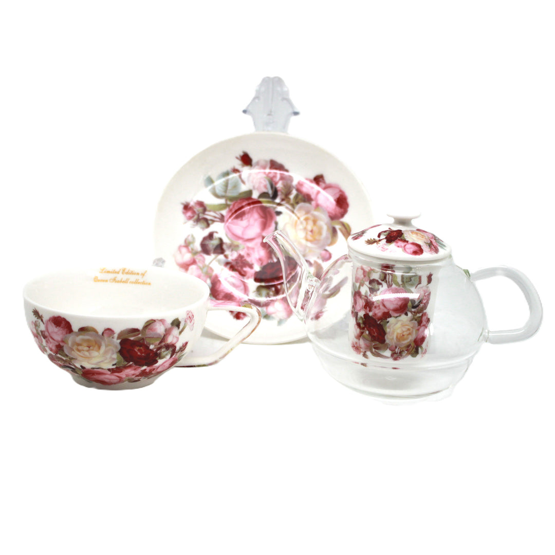 Čajová souprava „Růže“, šálek a konvička (tea for one) Queen Isabell