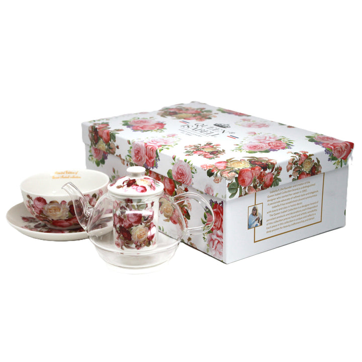 Čajová souprava „Růže“, šálek a konvička (tea for one) Queen Isabell