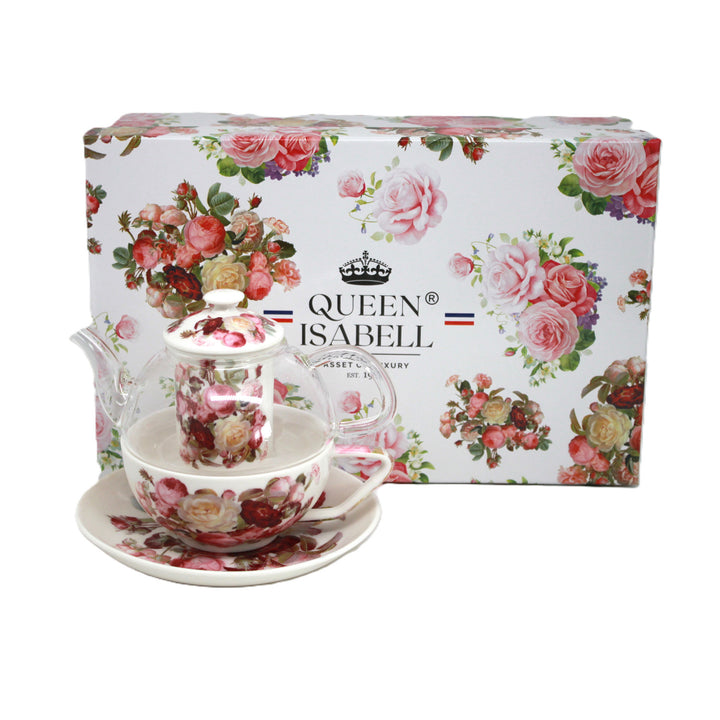 Čajová souprava „Růže“, šálek a konvička (tea for one) Queen Isabell