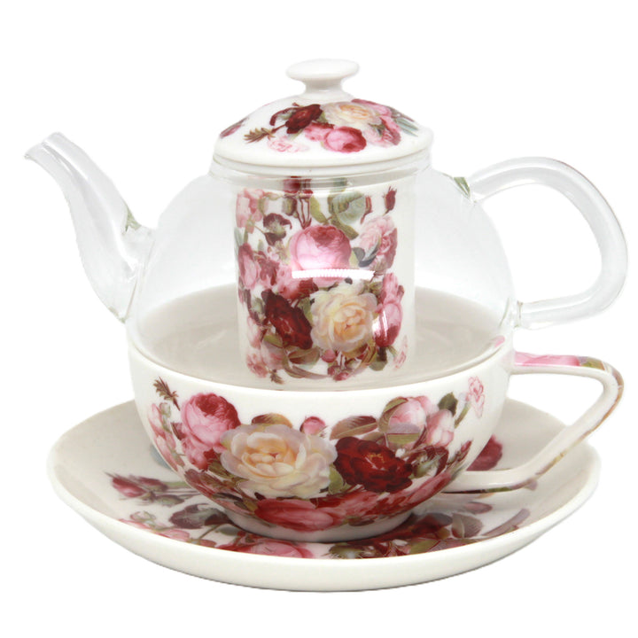 Čajová souprava „Růže“, šálek a konvička (tea for one) Queen Isabell