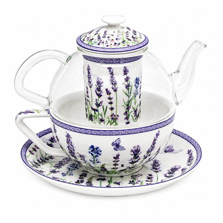 Čajová souprava „Levandule“, šálek a konvička (tea for one) Queen Isabell