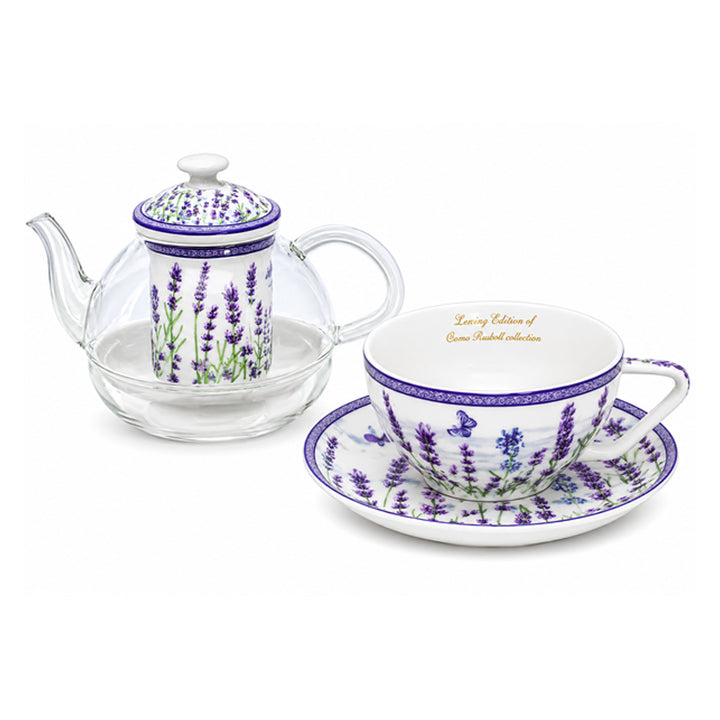 Čajová souprava „Levandule“, šálek a konvička (tea for one) Queen Isabell