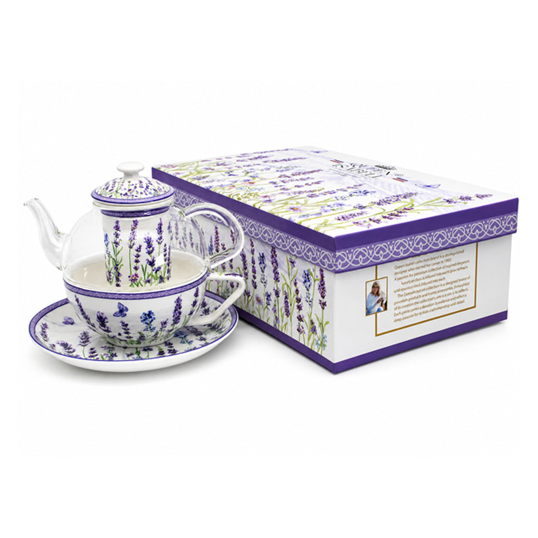 Čajová souprava „Levandule“, šálek a konvička (tea for one) Queen Isabell