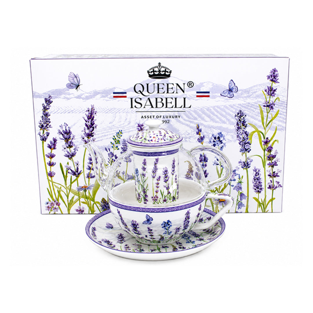 Čajová souprava „Levandule“, šálek a konvička (tea for one) Queen Isabell
