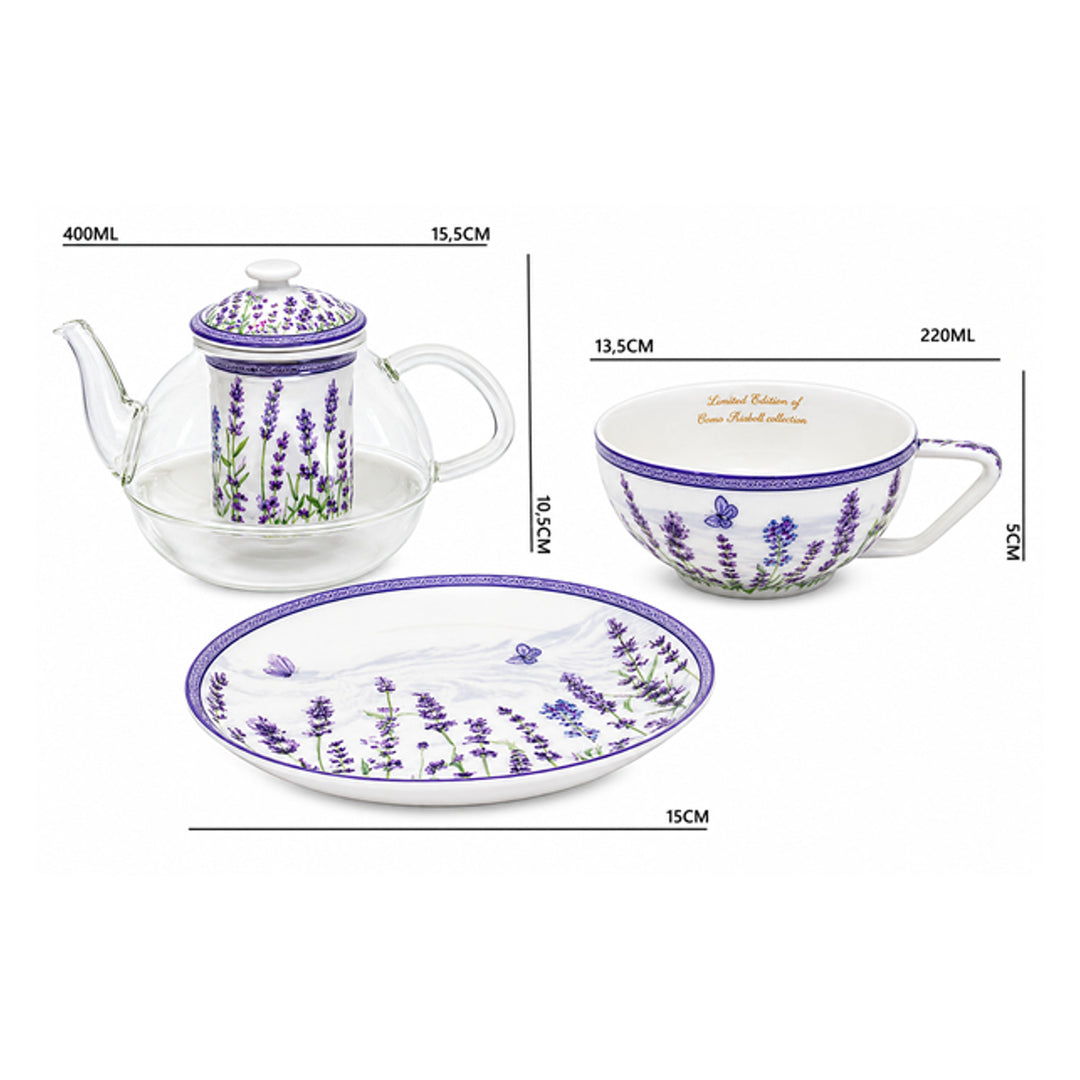 Čajová souprava „Levandule“, šálek a konvička (tea for one) Queen Isabell