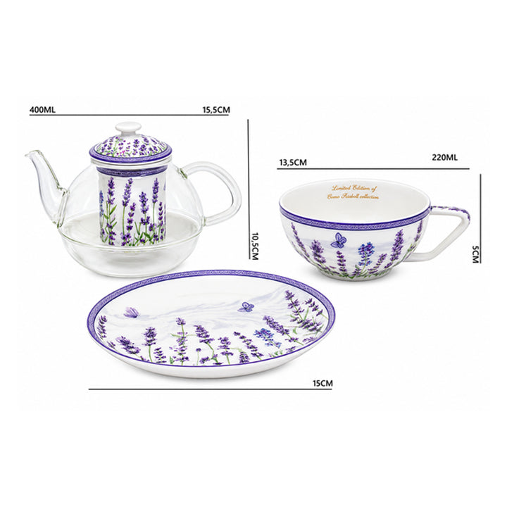Čajová souprava „Levandule“, šálek a konvička (tea for one) Queen Isabell