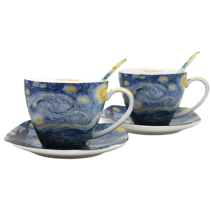 Porcelánové šálky Van Gogh „Hvězdná noc“ 2×250 ml, sada 2 ks, Queen Isabell