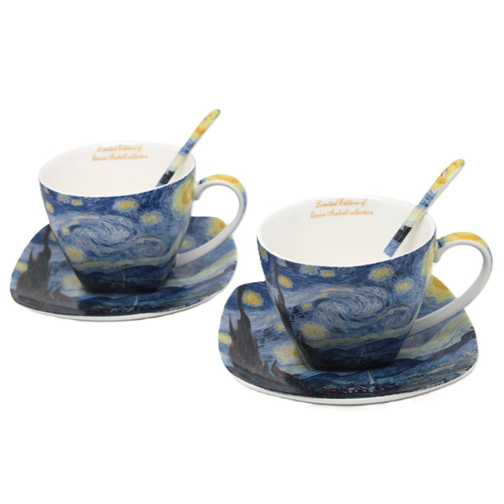 Porcelánové šálky Van Gogh „Hvězdná noc“ 2×250 ml, sada 2 ks, Queen Isabell