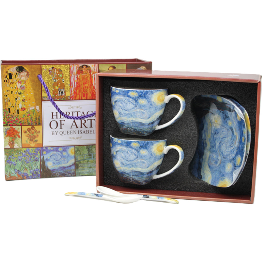 Porcelánové šálky Van Gogh „Hvězdná noc“ 2×250 ml, sada 2 ks, Queen Isabell