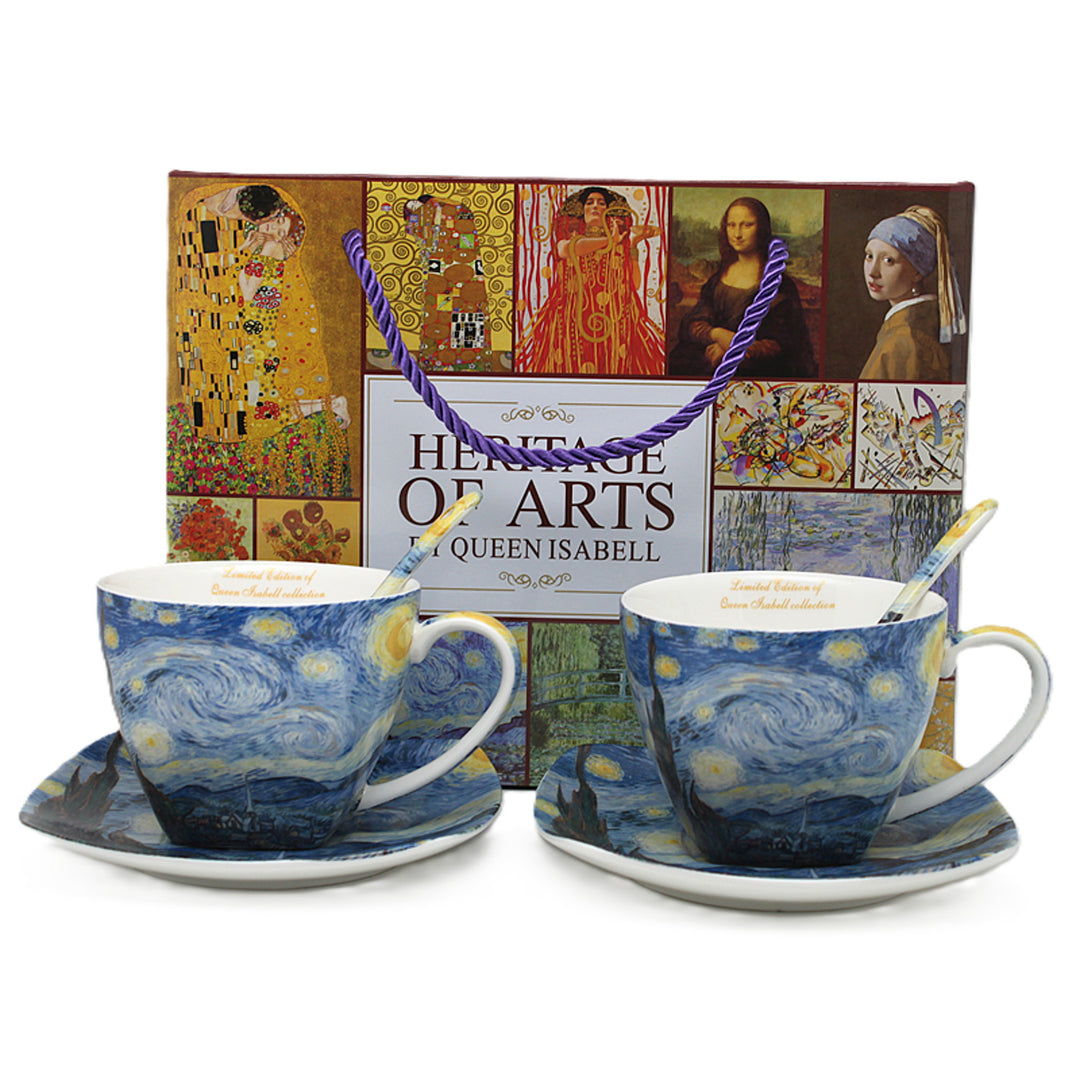 Porcelánové šálky Van Gogh „Hvězdná noc“ 2×250 ml, sada 2 ks, Queen Isabell