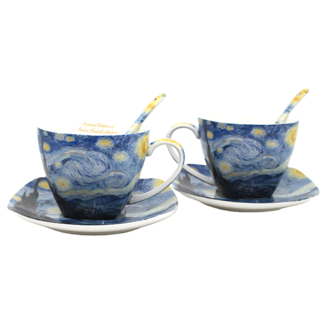 Porcelánové šálky Van Gogh „Hvězdná noc“, 2 ks po 250 ml, sada, Queen Isabell