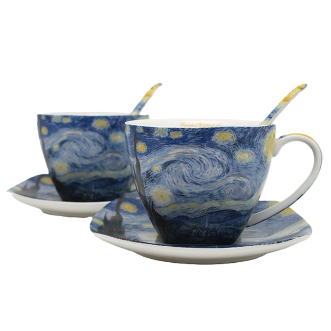 Porcelánové šálky Van Gogh „Hvězdná noc“, 2 ks po 250 ml, sada, Queen Isabell