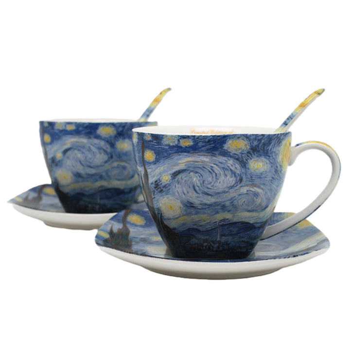 Porcelánové šálky Van Gogh „Hvězdná noc“, 2 ks po 250 ml, sada, Queen Isabell