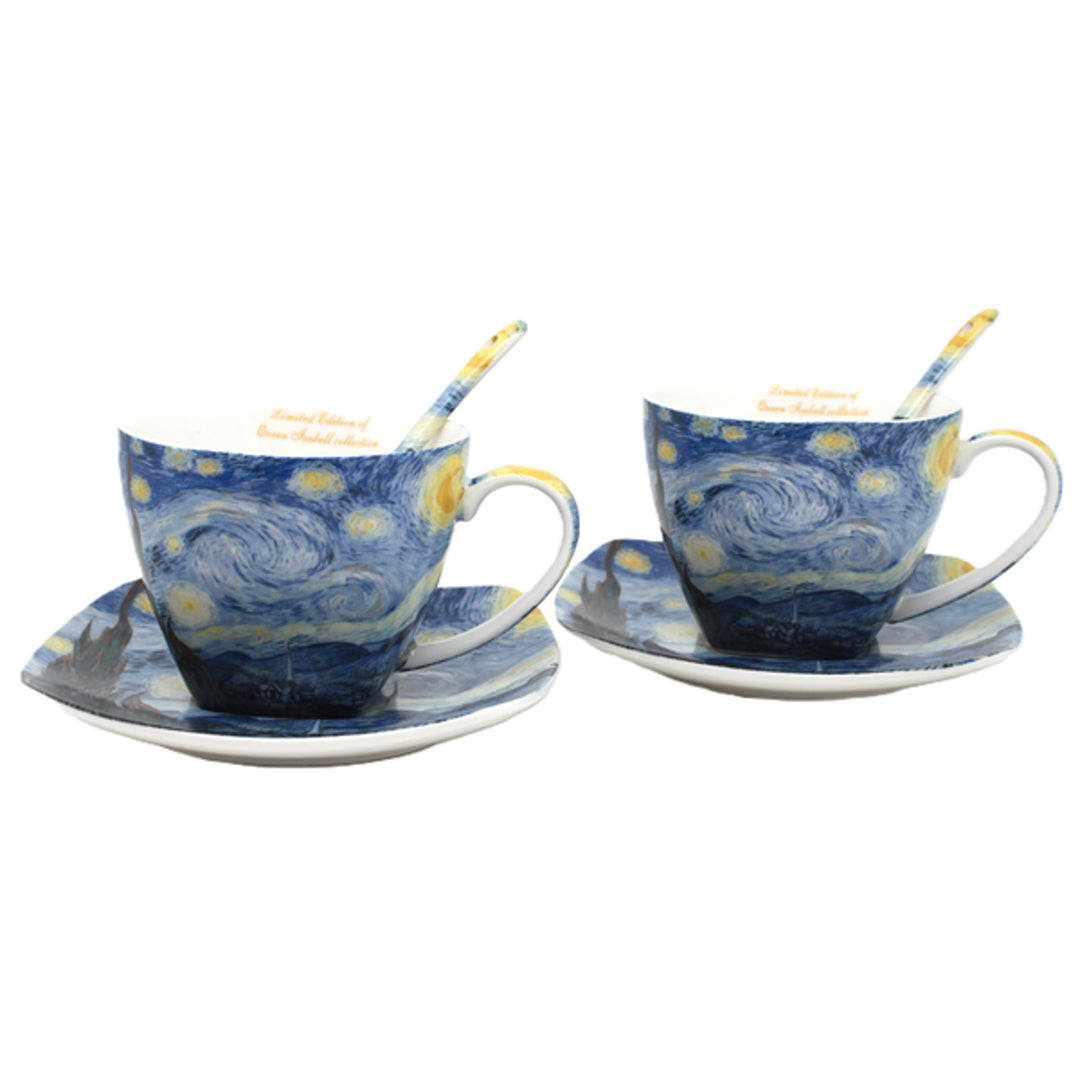 Porcelánové šálky Van Gogh „Hvězdná noc“, 2 ks po 250 ml, sada, Queen Isabell