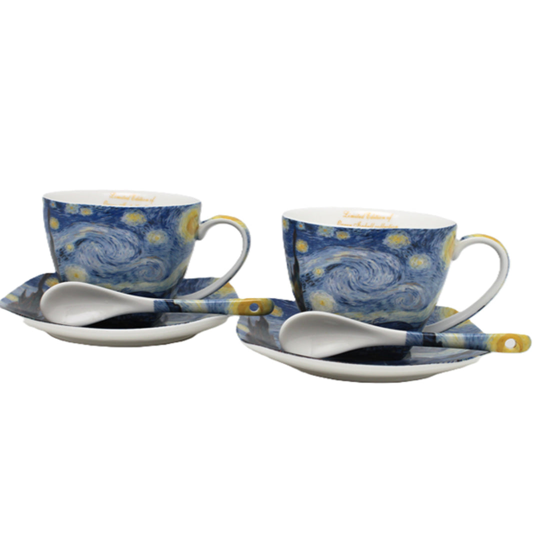 Porcelánové šálky Van Gogh „Hvězdná noc“, 2 ks po 250 ml, sada, Queen Isabell