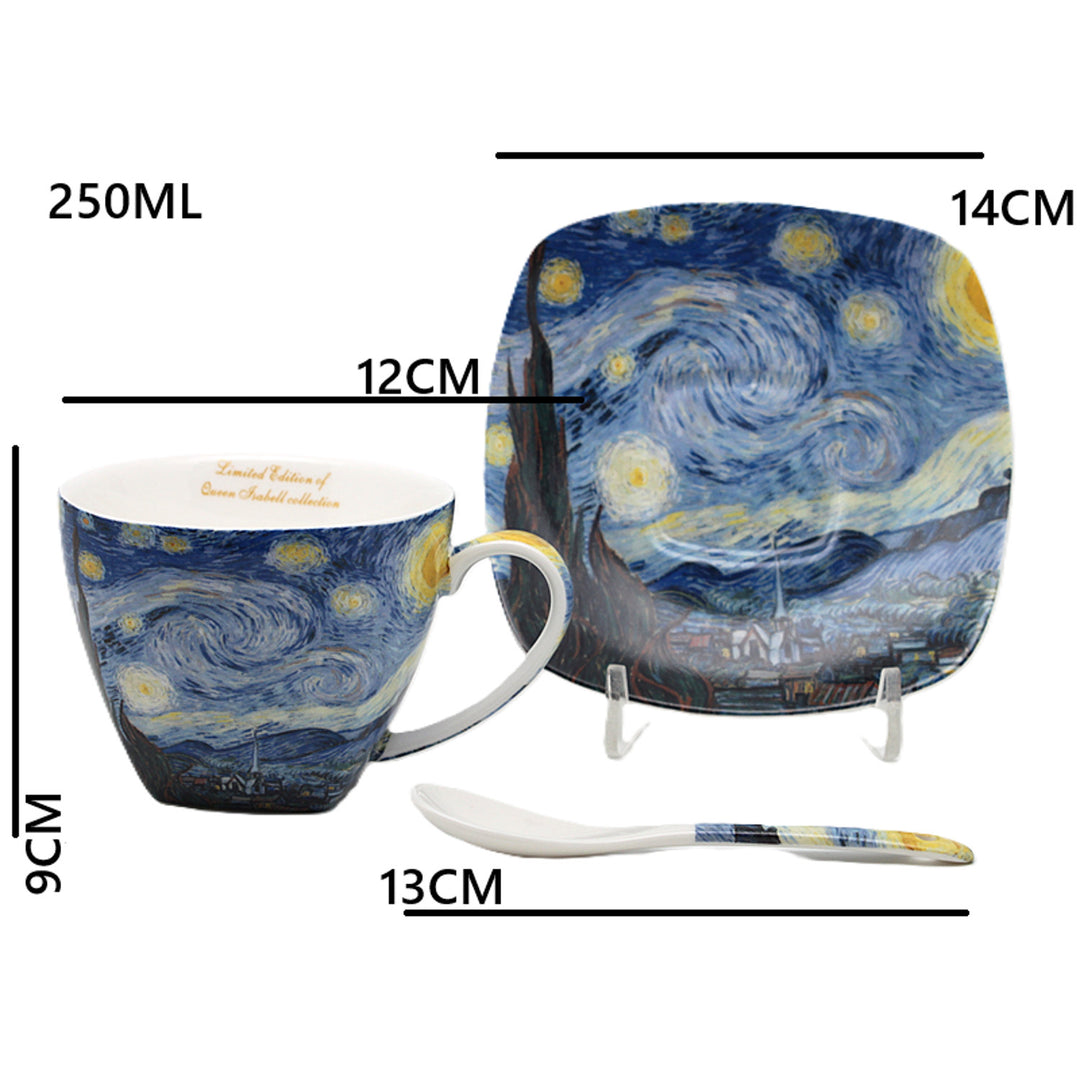 Porcelánové šálky Van Gogh „Hvězdná noc“, 2 ks po 250 ml, sada, Queen Isabell