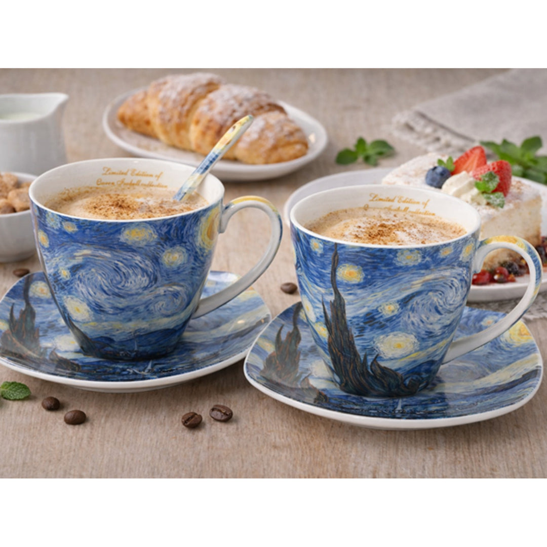 Porcelánové šálky Van Gogh „Hvězdná noc“, 2 ks po 250 ml, sada, Queen Isabell