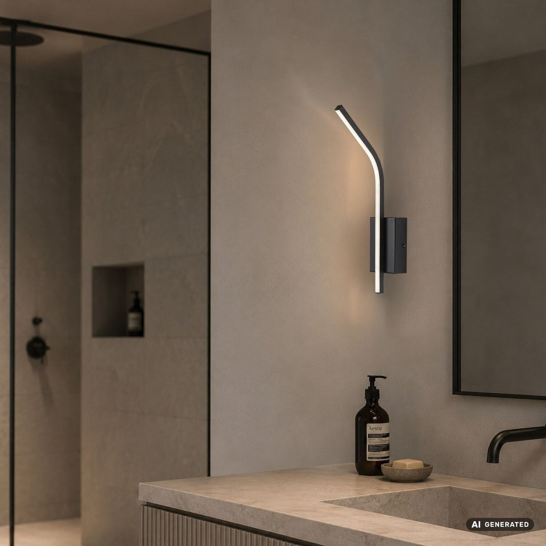 Interiérová nástěnná lampa Tilmann, černá, LED 10 W, 550 lm, 4000 K, výška 36 cm, IP44, dotykové ovládání, 75088