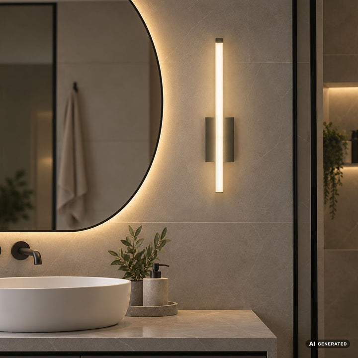 Interiérové nástěnné svítidlo Tilmann, barva gunmetal, LED 10 W, 550 lm, 4000 K, výška 36 cm, IP44, dotykové ovládání, 75 000