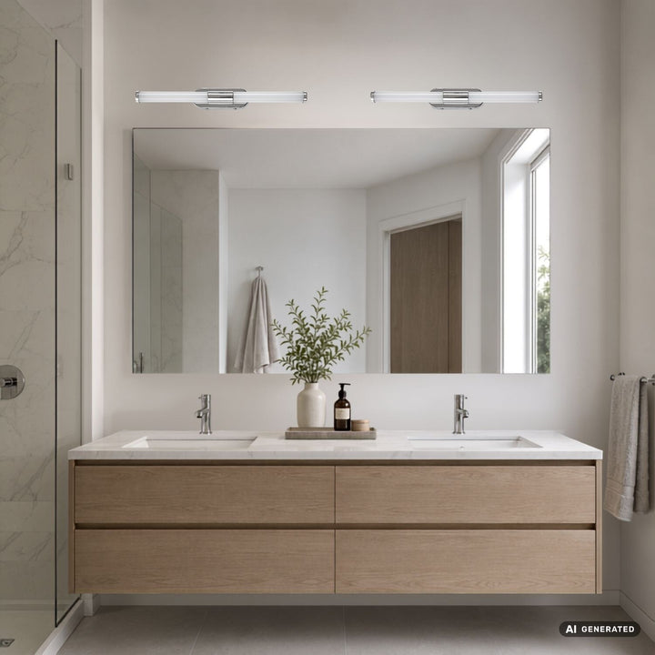 Interiérová nástěnná lampa Tenebra, LED 6 W, 730 lm, 4000 K, délka 40 cm, IP44, chrom, 75094