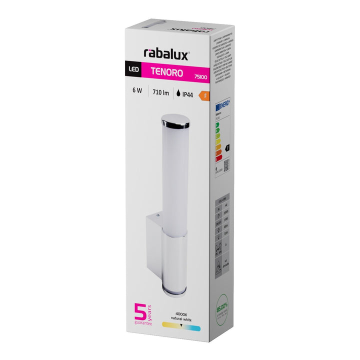 Interiérová nástěnná lampa Tenero, LED 6 W, 4000 K, 600 lm, výška 29 cm, chrom, IP44, 75100