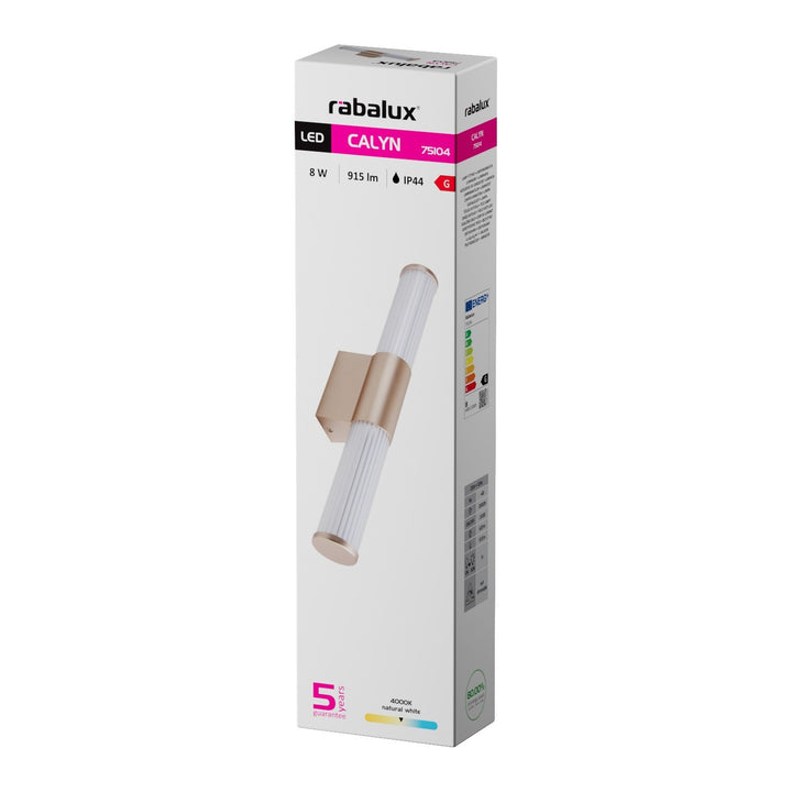 Koupelnové nástěnné svítidlo, Calyn, LED 8 W, 4000 K, 620 lm, délka 40 cm, zlaté, IP44, 75104
