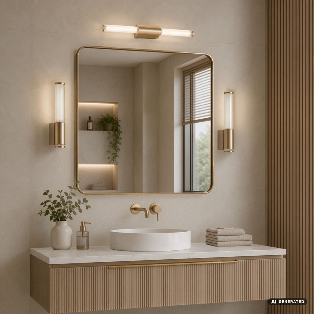 Koupelnové nástěnné svítidlo, Calyn, LED 8 W, 4000 K, 620 lm, délka 40 cm, zlaté, IP44, 75104