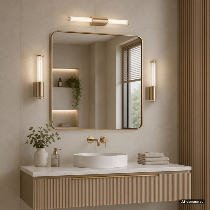 Koupelnové nástěnné svítidlo, Calyn, LED 8 W, 4000 K, 620 lm, délka 40 cm, zlaté, IP44, 75104