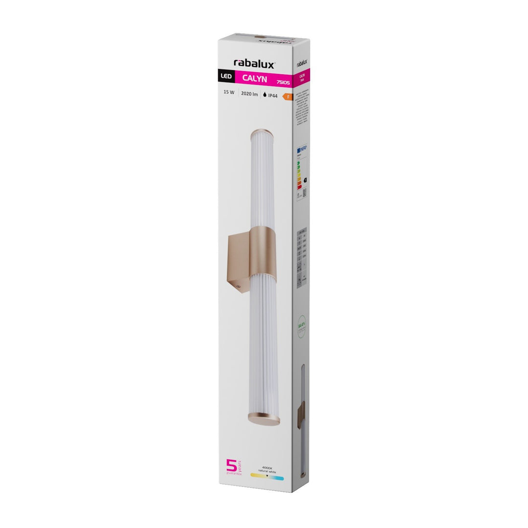 Koupelnové nástěnné svítidlo, Calyn, LED 15 W, 4000 K, 1450 lm, délka 60 cm, zlaté, IP44, 75105